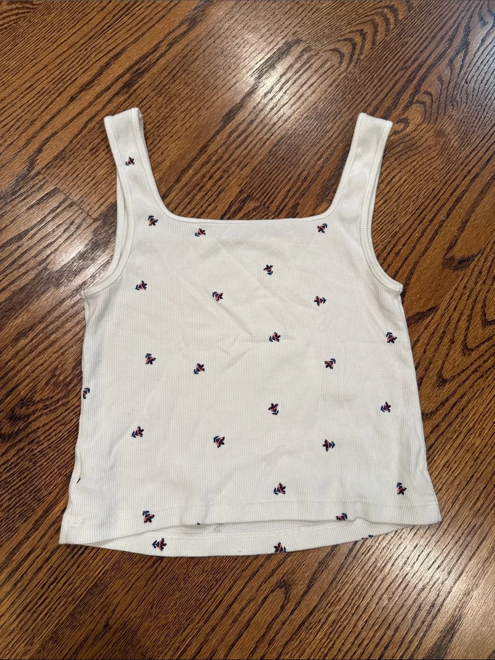 Women’s Cream Embroidered Square-Neck Tank Top size M